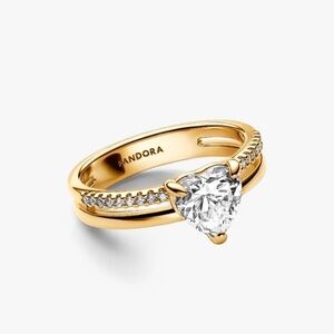 Pandora Double Band Heart Ring in Gold - Size 7 - NWOT